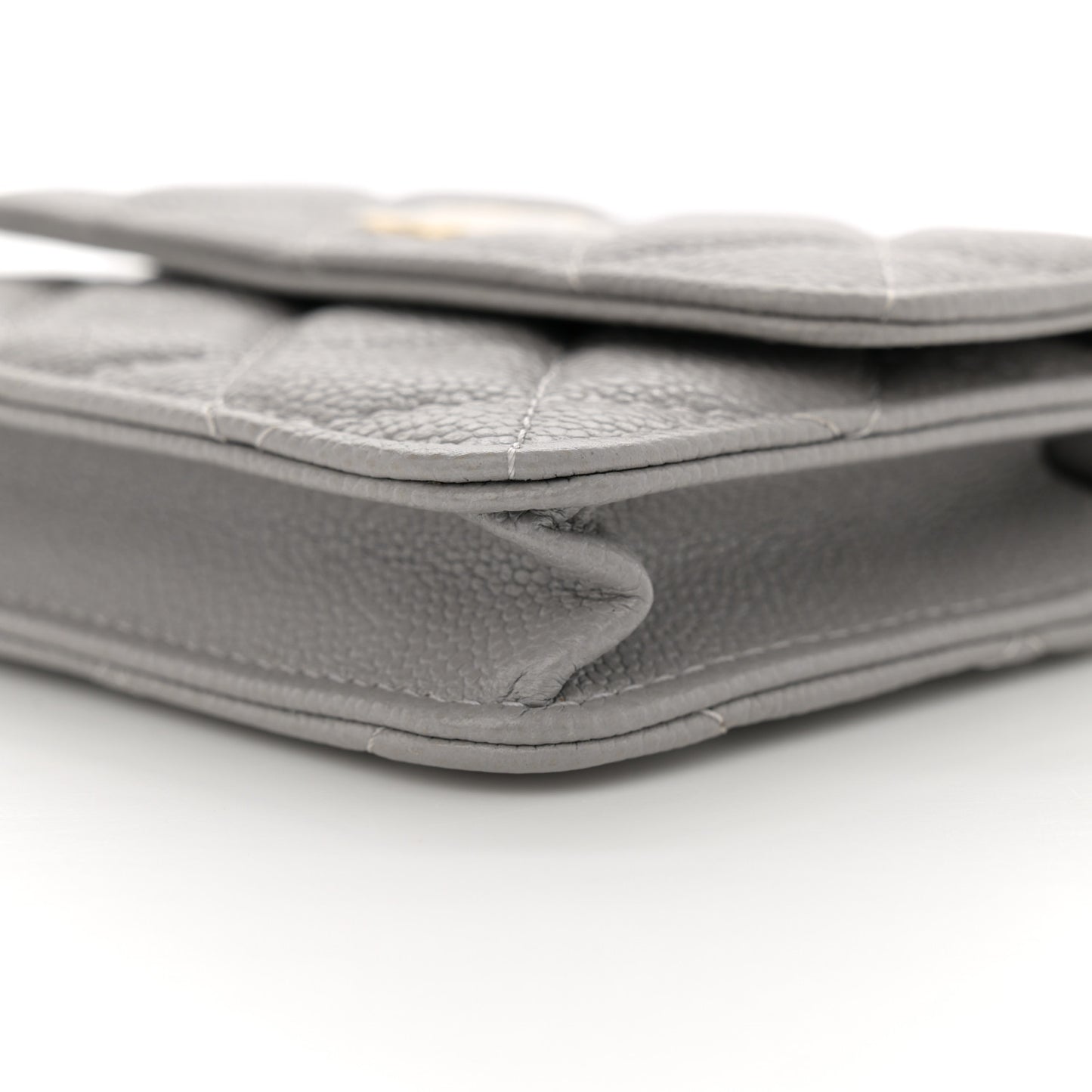 Caviar Quilted Miss Coco Clutch With Chain Grey