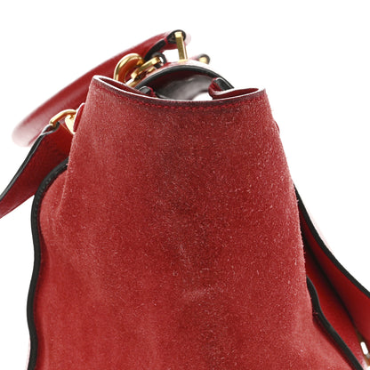 Celine Drummed Calfskin Suede Medium Trapeze Coquelicot 16 of 18