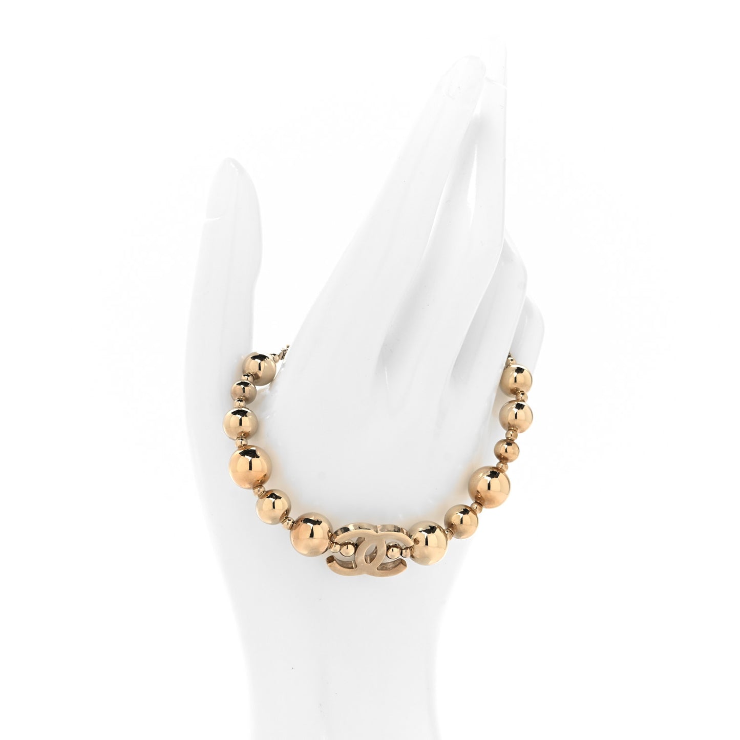 Metal Beaded CC Bracelet Gold