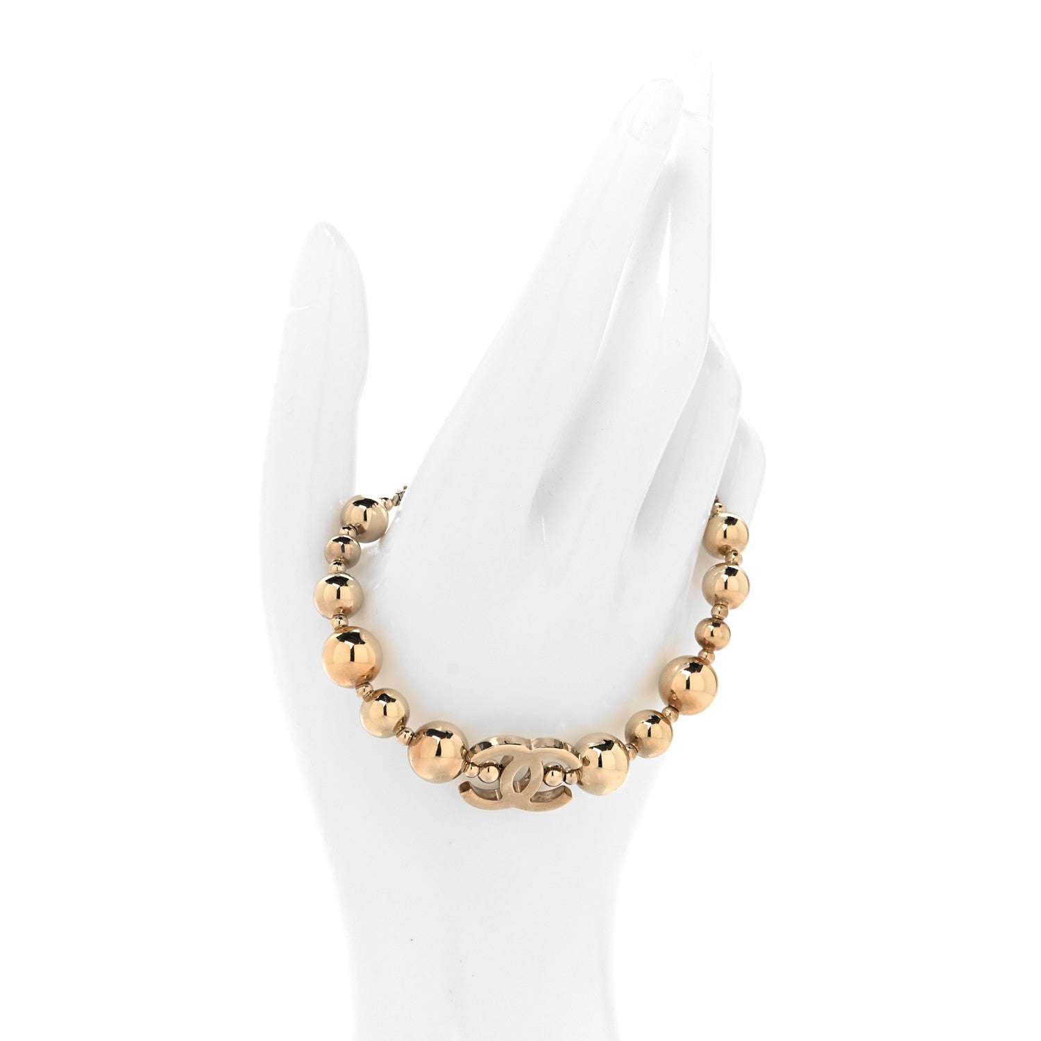 Chanel Metal Beaded CC Bracelet Gold 2 of 5