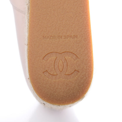 Chanel Lambskin Suede CC Espadrille Wedges 41 Beige Black 9 of 10