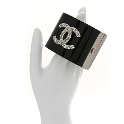 Chanel Resin Crystal CC Wide Cuff Black 2 of 4