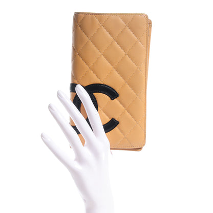 Chanel Calfskin Quilted Cambon Yen Wallet Beige Black 2 of 8