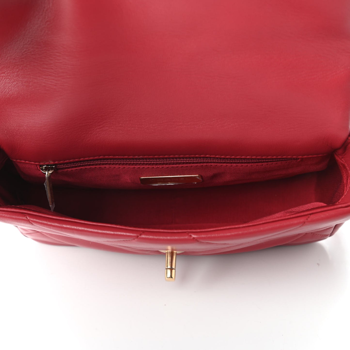 Lambskin Quilted Medium Chanel 19 Flap Red