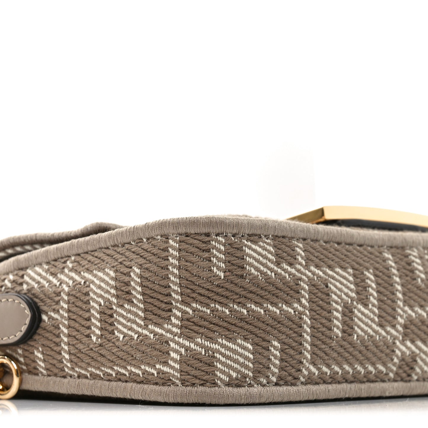 Denim Jacquard FF Effect Vitello Grace Mini Baguette Dove White Dove