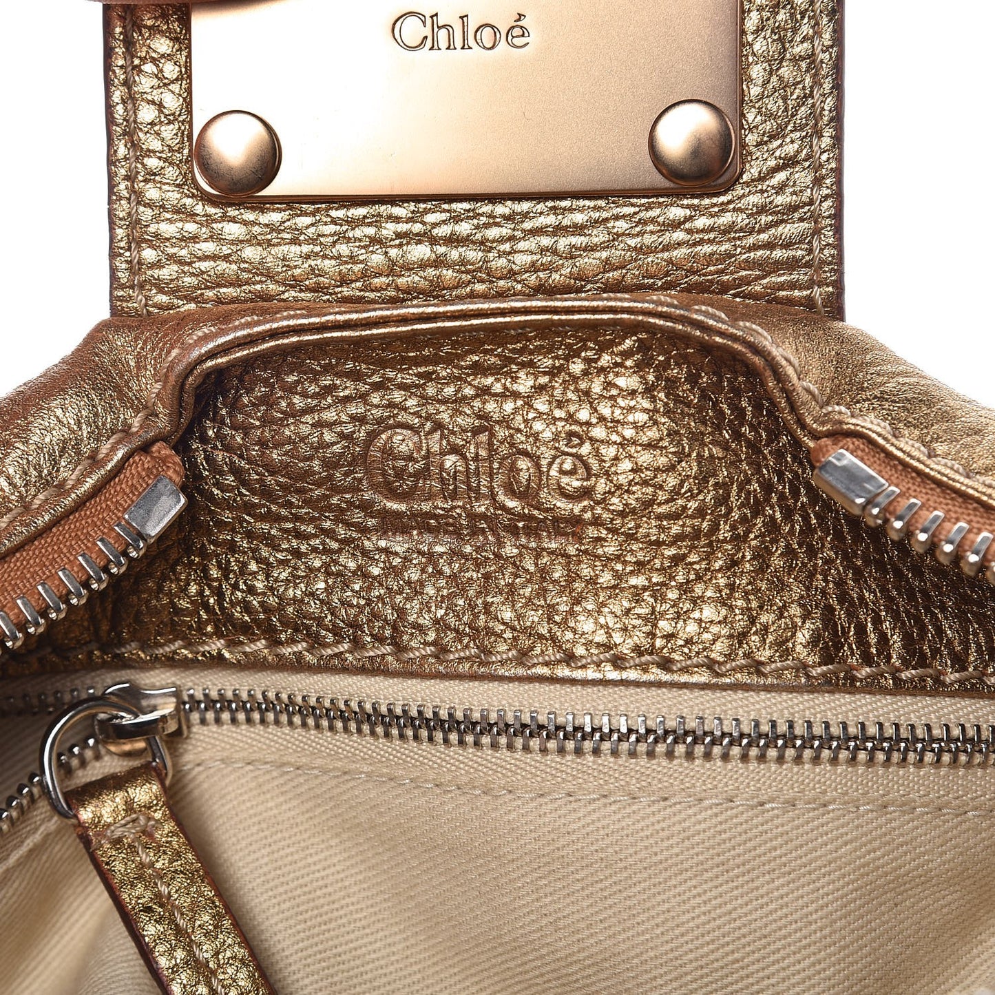 Metallic Calfskin Medium Paddington Satchel Gold