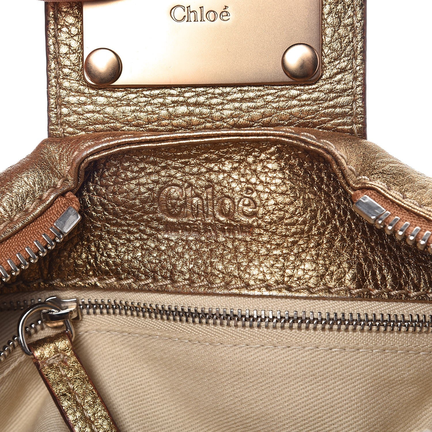 Chloe Metallic Calfskin Medium Paddington Satchel Gold 6 of 12