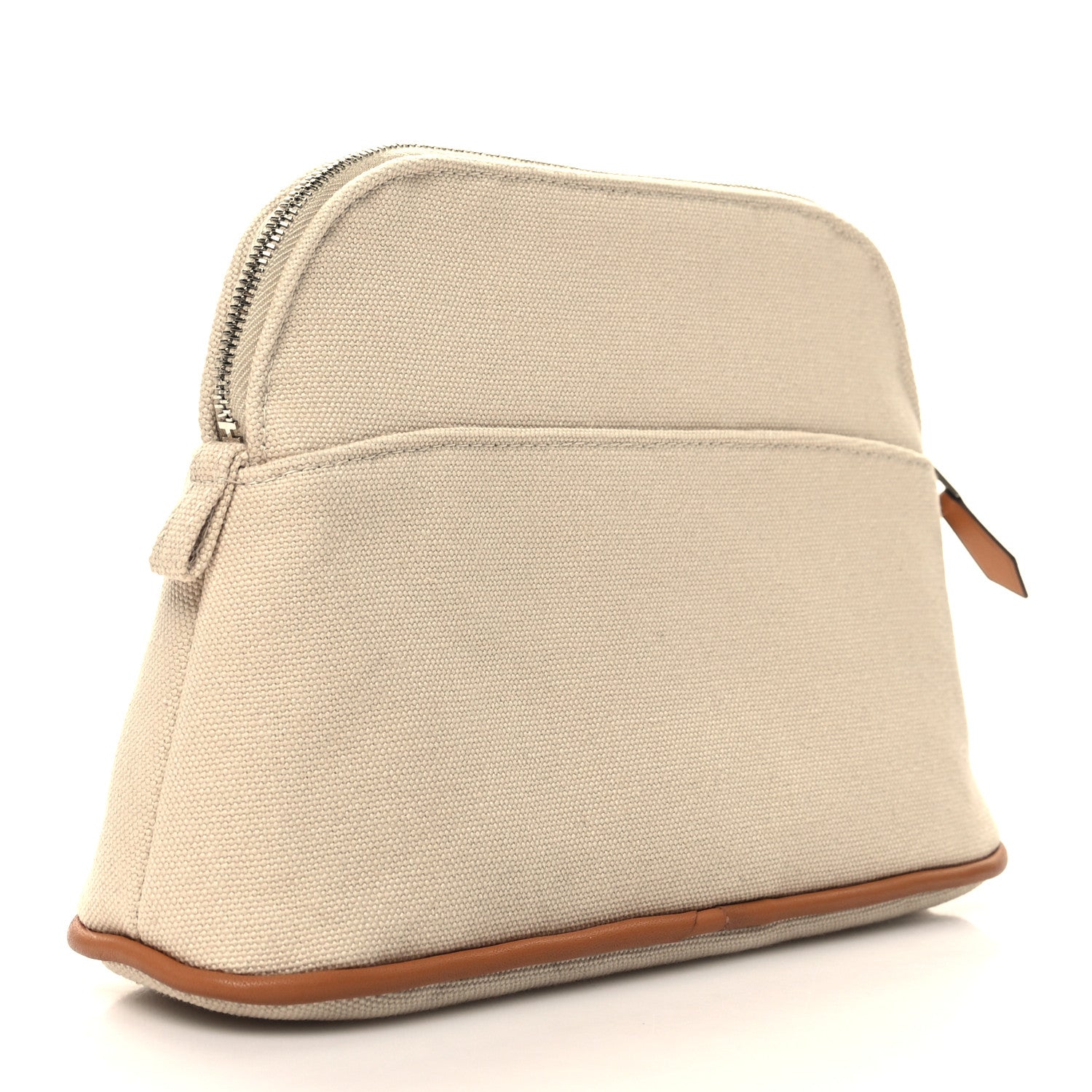 Hermes Cotton Canvas Mini Bolide Travel Cosmetic Pouch Natural 3 of 9