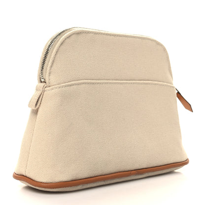 Hermes Cotton Canvas Mini Bolide Travel Cosmetic Pouch Natural 3 of 9