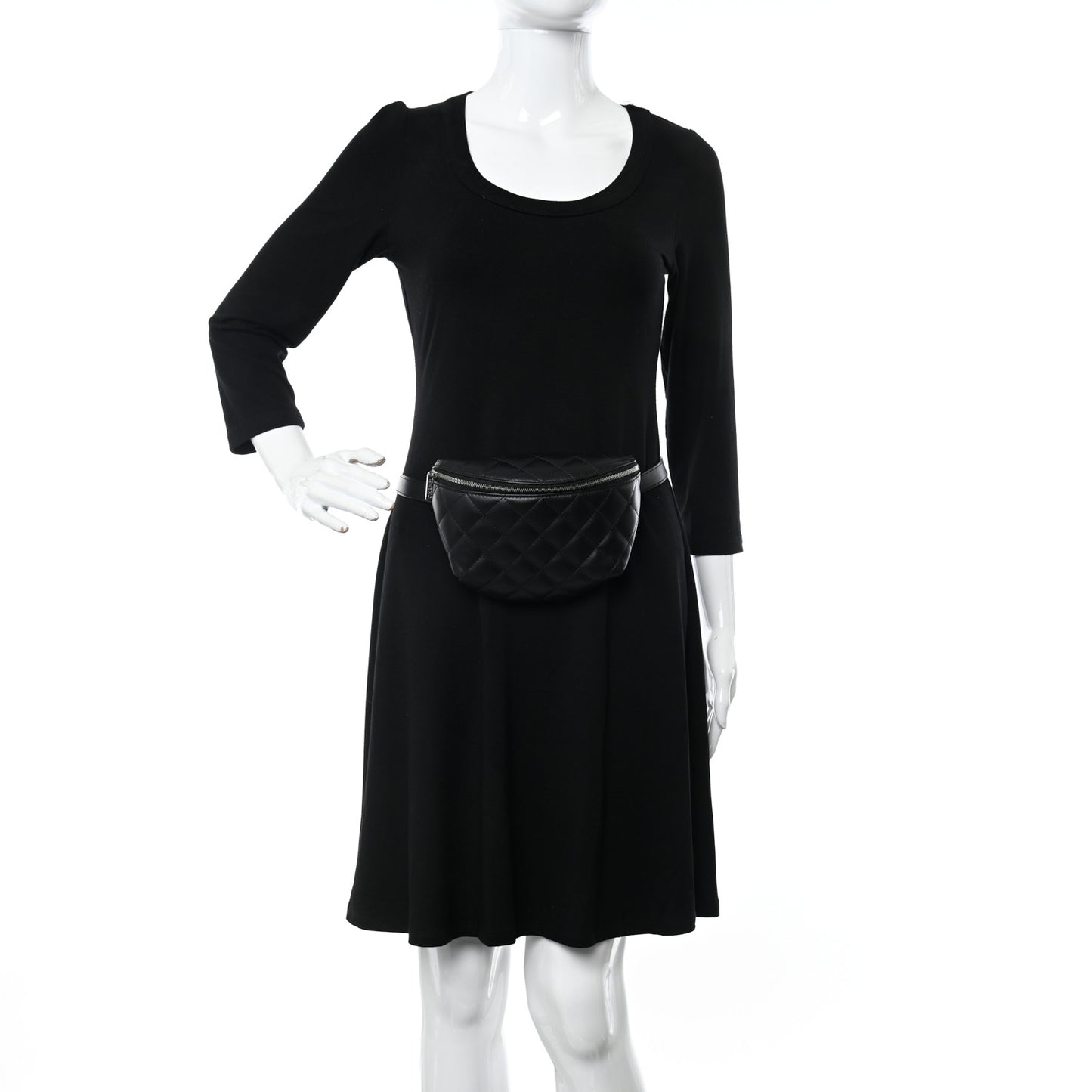 Calfskin Quilted Waist Belt Bag Black