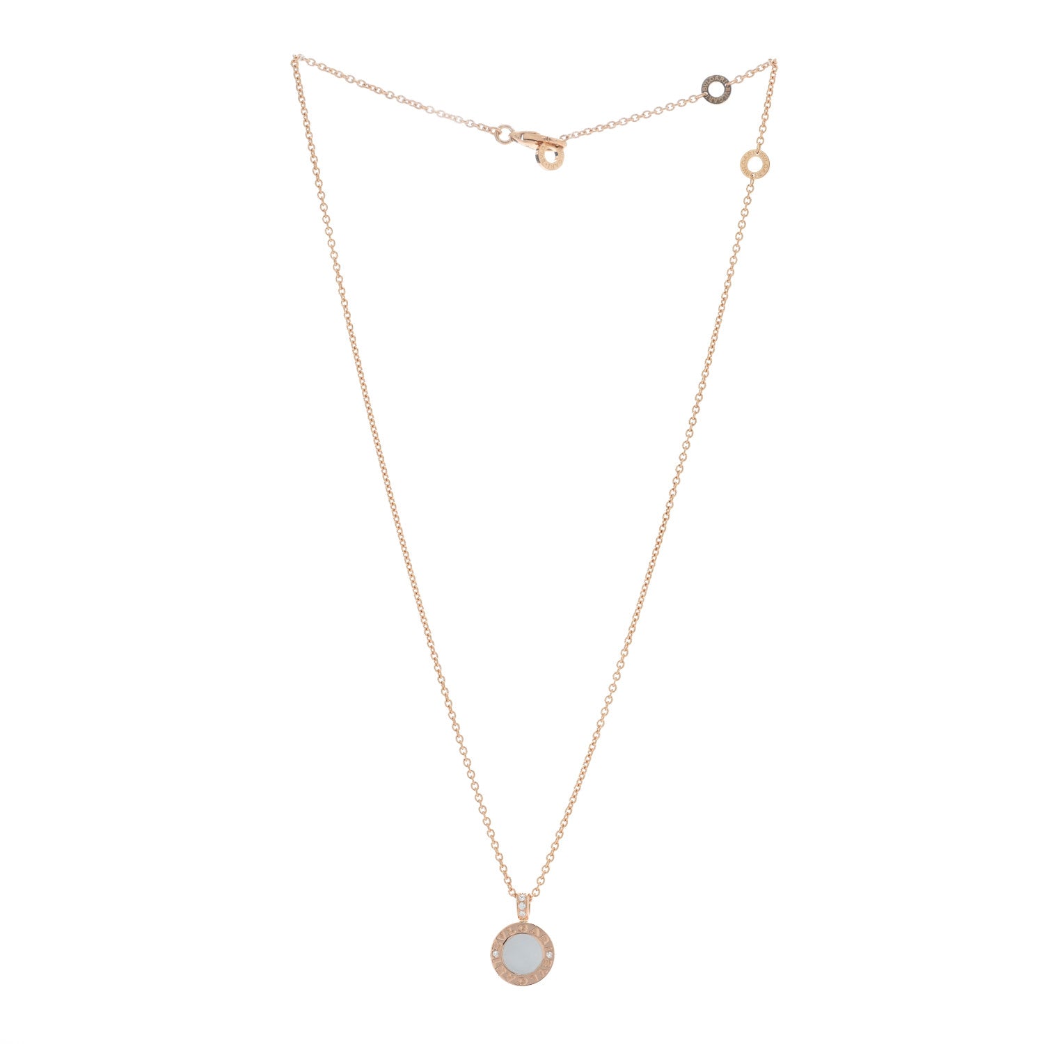 Bulgari 18K Rose Gold Diamond Black Onyx Mother of Pearl BVLGARI BVLGARI Pendant Necklace 3 of 5