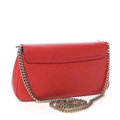 Gucci Pebbled Calfskin Medium Soho Flap Crossbody Vibrant Red 2 of 9