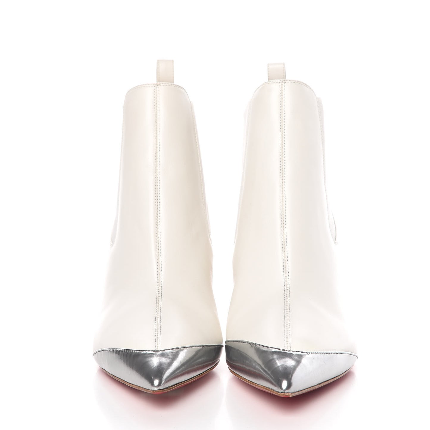Calfskin Antispecchio Superchen 70 Booties 38 Snow Silver