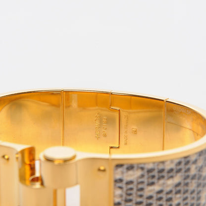Hermes Lizard Charniere Cuir Wide Hinged Bracelet M Ombre 4 of 5