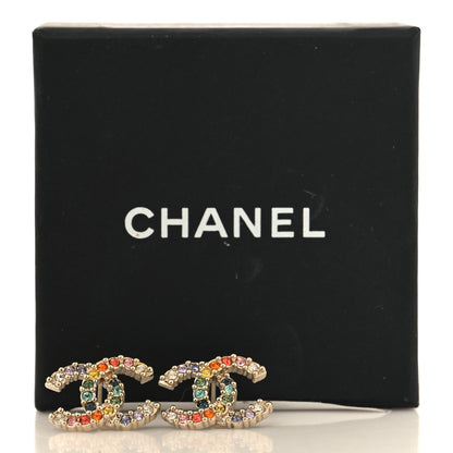 Chanel Crystal Over The Rainbow CC Earrings Gold Multicolor 5 of 5