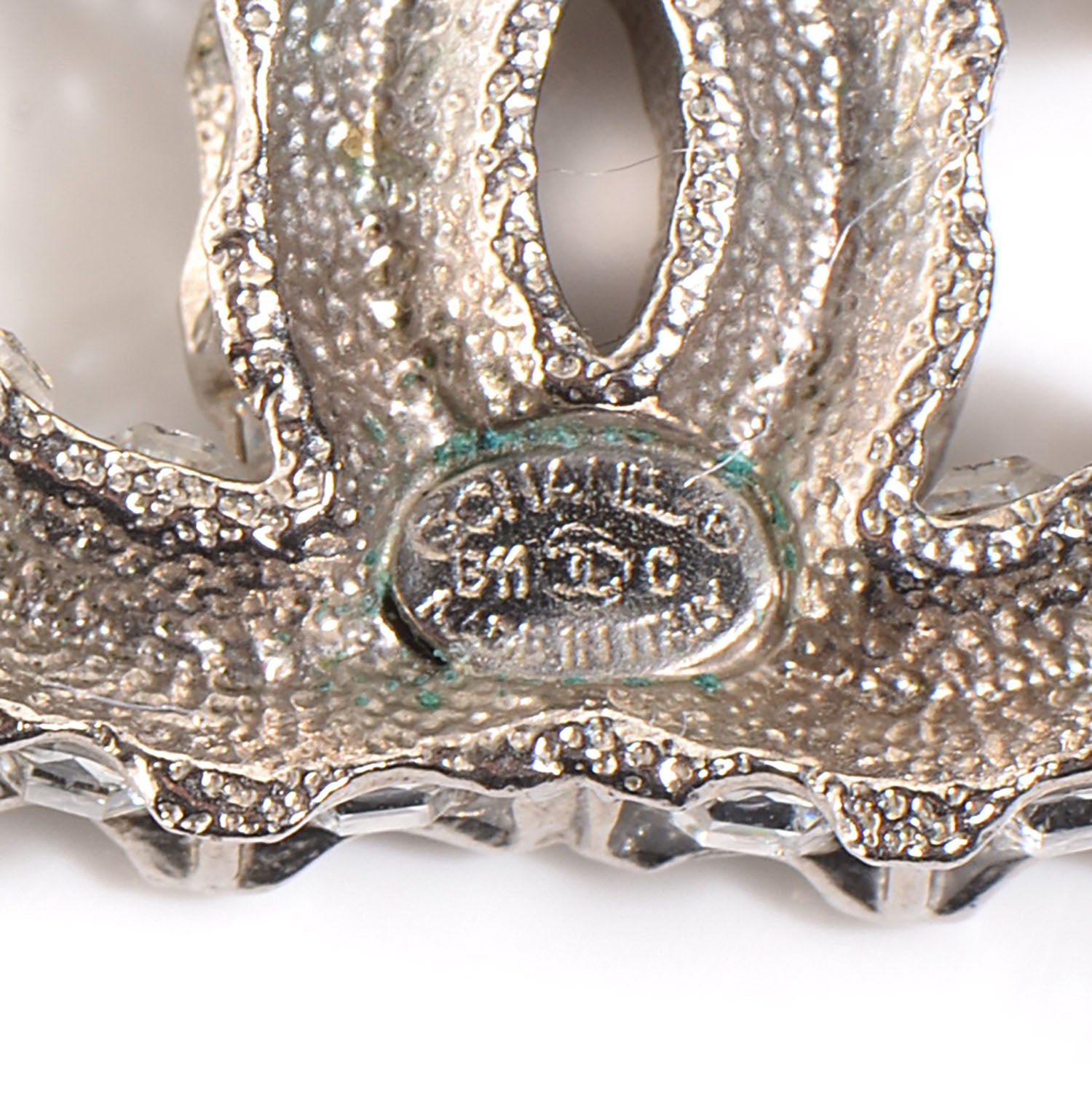 Chanel Crystal CC Earrings Silver 4 of 4