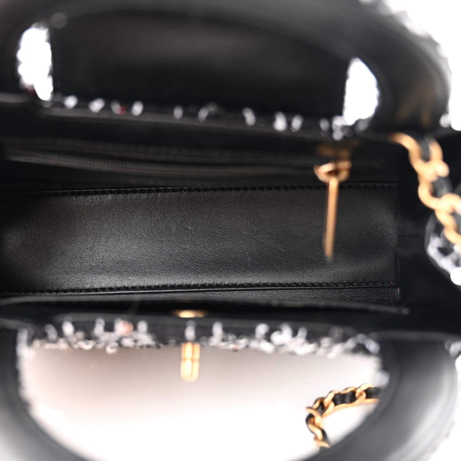 Chanel Tweed Quilted Nano Kelly Shopper Black White 5 of 12