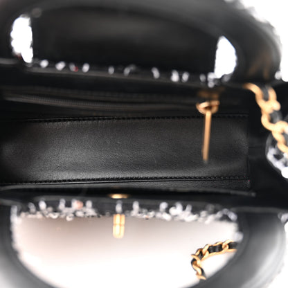 Chanel Tweed Quilted Nano Kelly Shopper Black White 5 of 12