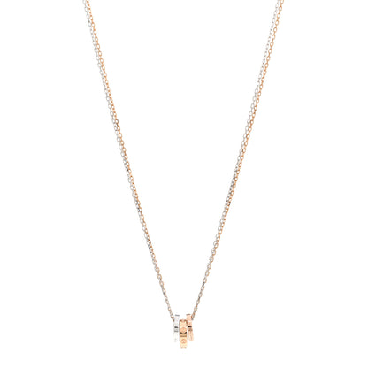 Cartier 18K White Pink Gold Diamond Three Ring LOVE Pendant Necklace 1 of 4