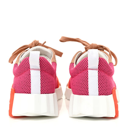 Hermes Air Mesh Suede Goatskin Bouncing Sneakers 37 Rose Multicolor 5 of 13