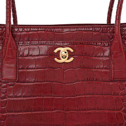 Chanel Calfskin Crocodile Embossed Archetype Small Shopping Tote Burgundy 8 of 11
