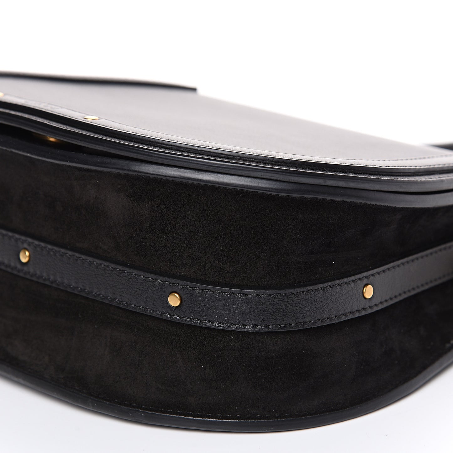 Calfskin Suede Medium Nile Bracelet Bag Black