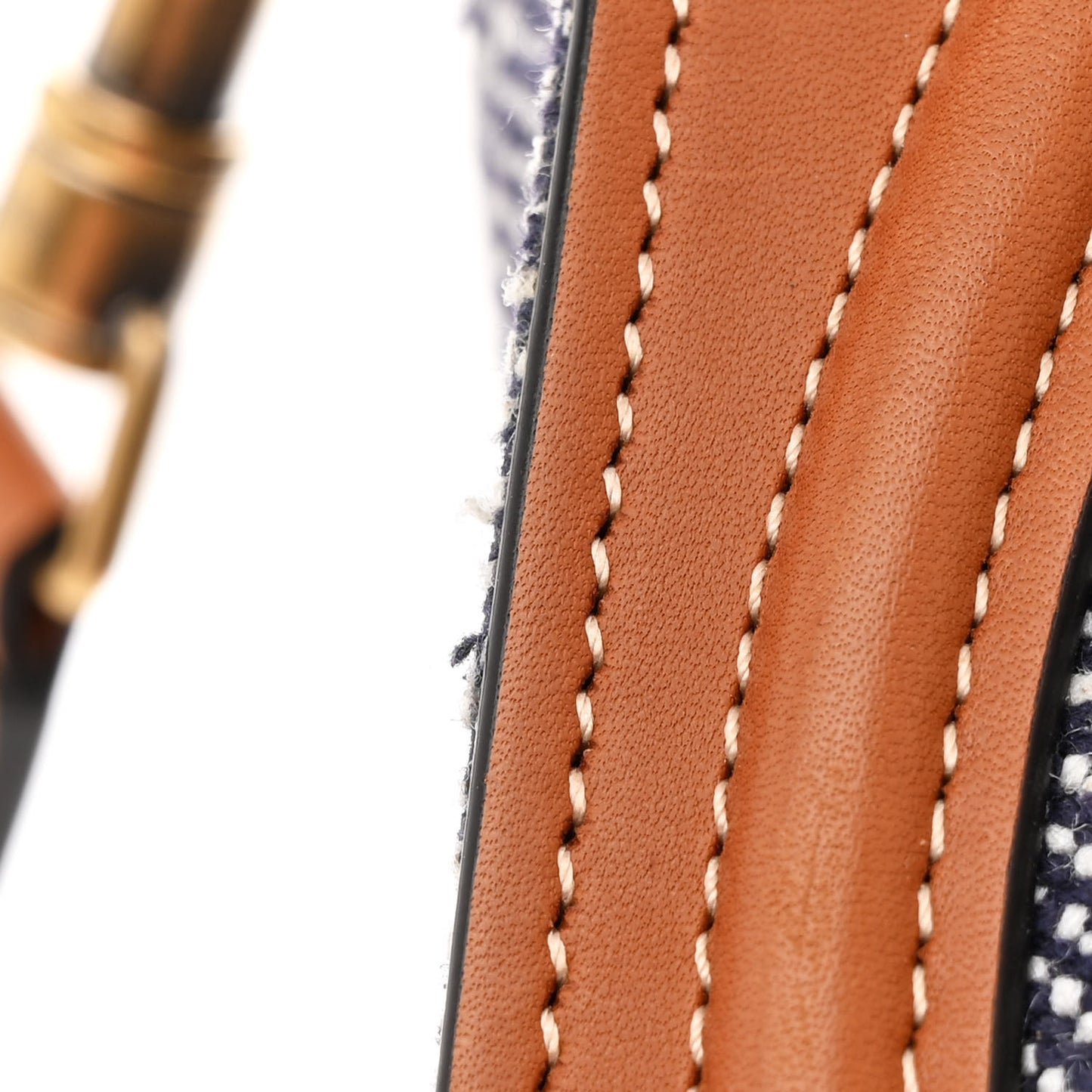 Smooth Calfskin Tweed Nano Luggage Navy Tan