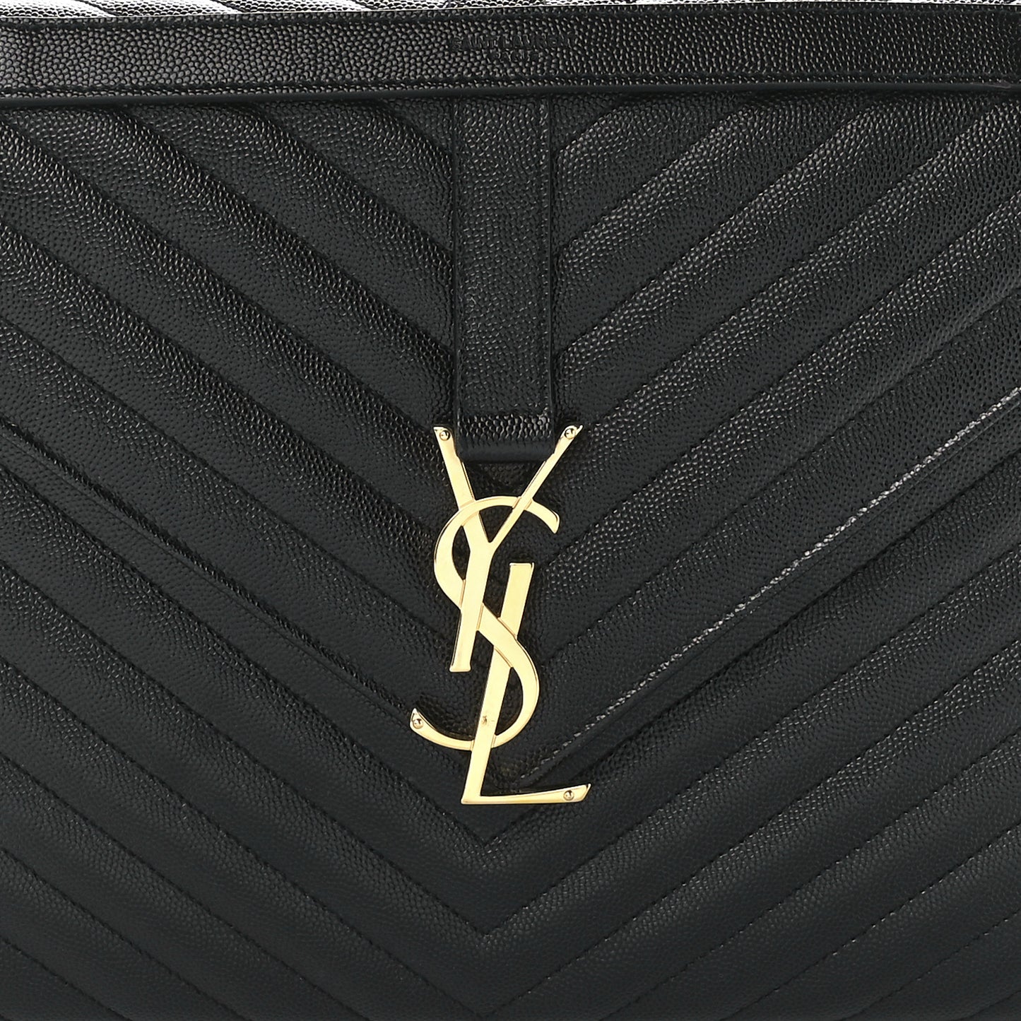 Grain De Poudre Matelasse Chevron Large Monogram Satchel Black