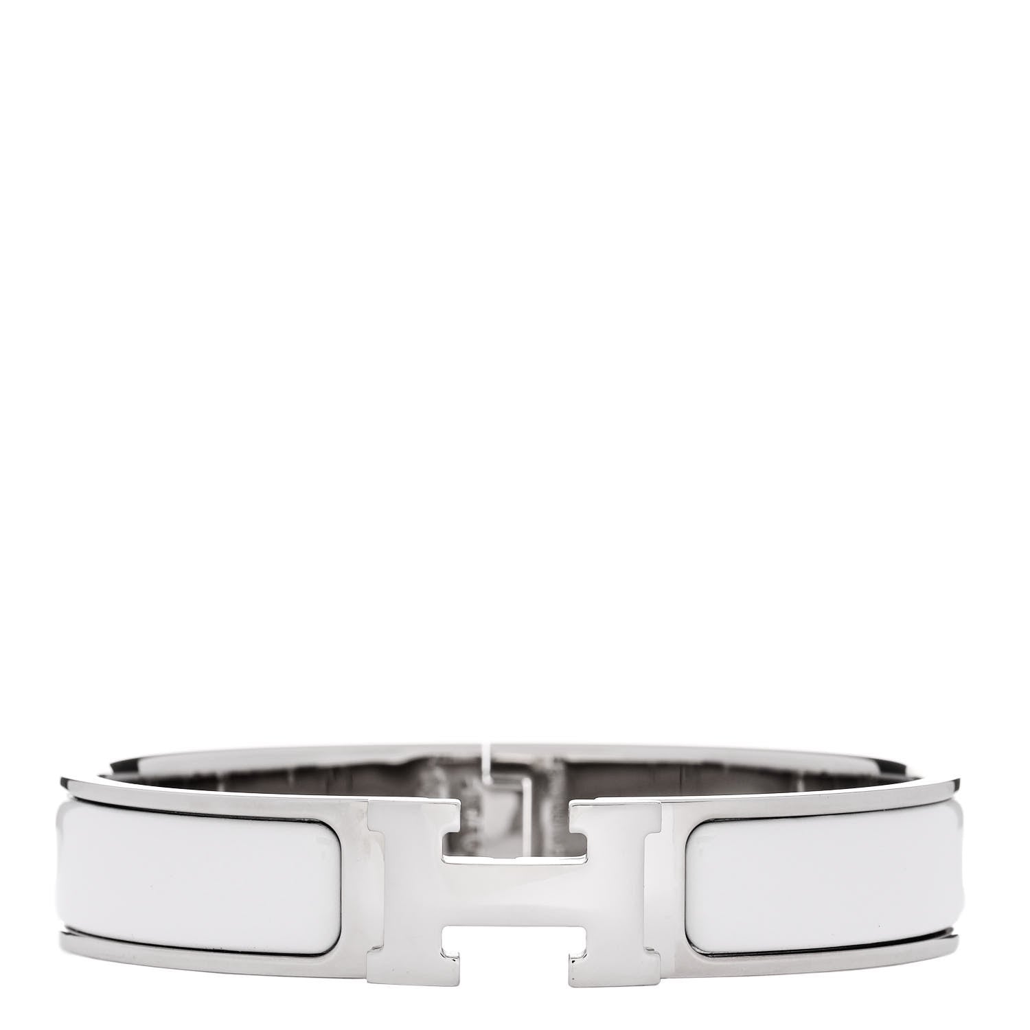 Hermes Enamel Narrow Clic Clac H Bracelet PM White 1 of 5