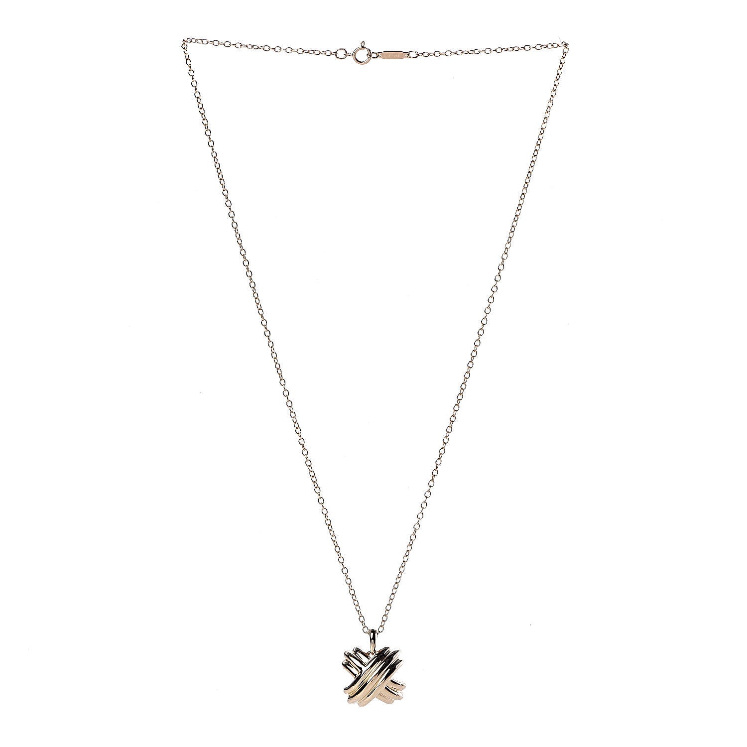 Tiffany 18K Yellow Gold Large Signature X Pendant Necklace 3 of 7