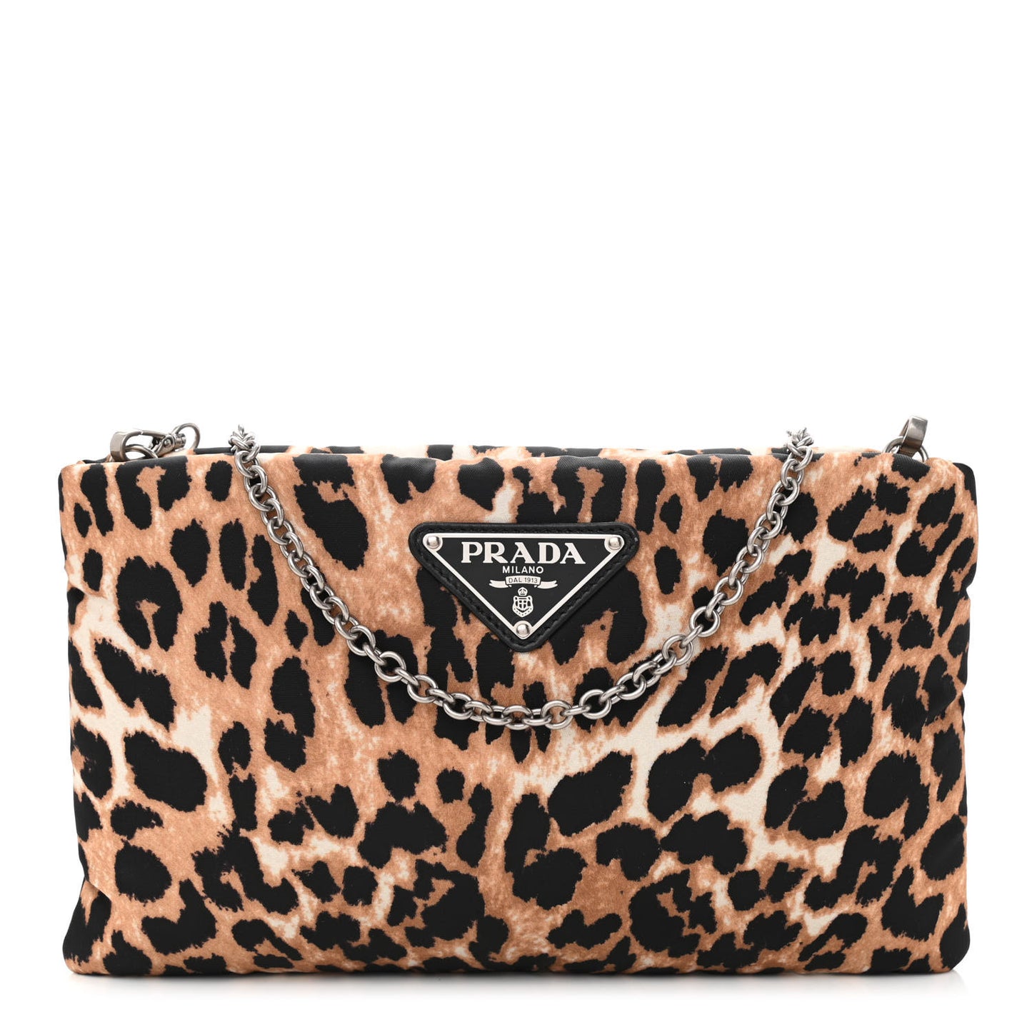 Tessuto Soft Nylon Leopard Print Crossbody Avorio