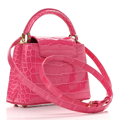 Louis Vuitton Crocodile Mini Capucines Rose Peony 3 of 11