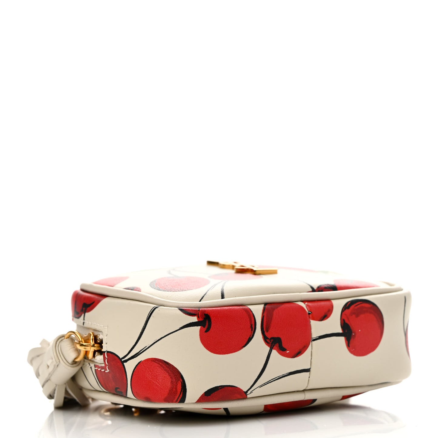 Calfskin Cherry Print Monogram Baby Lou Camera Bag Crema Soft Red