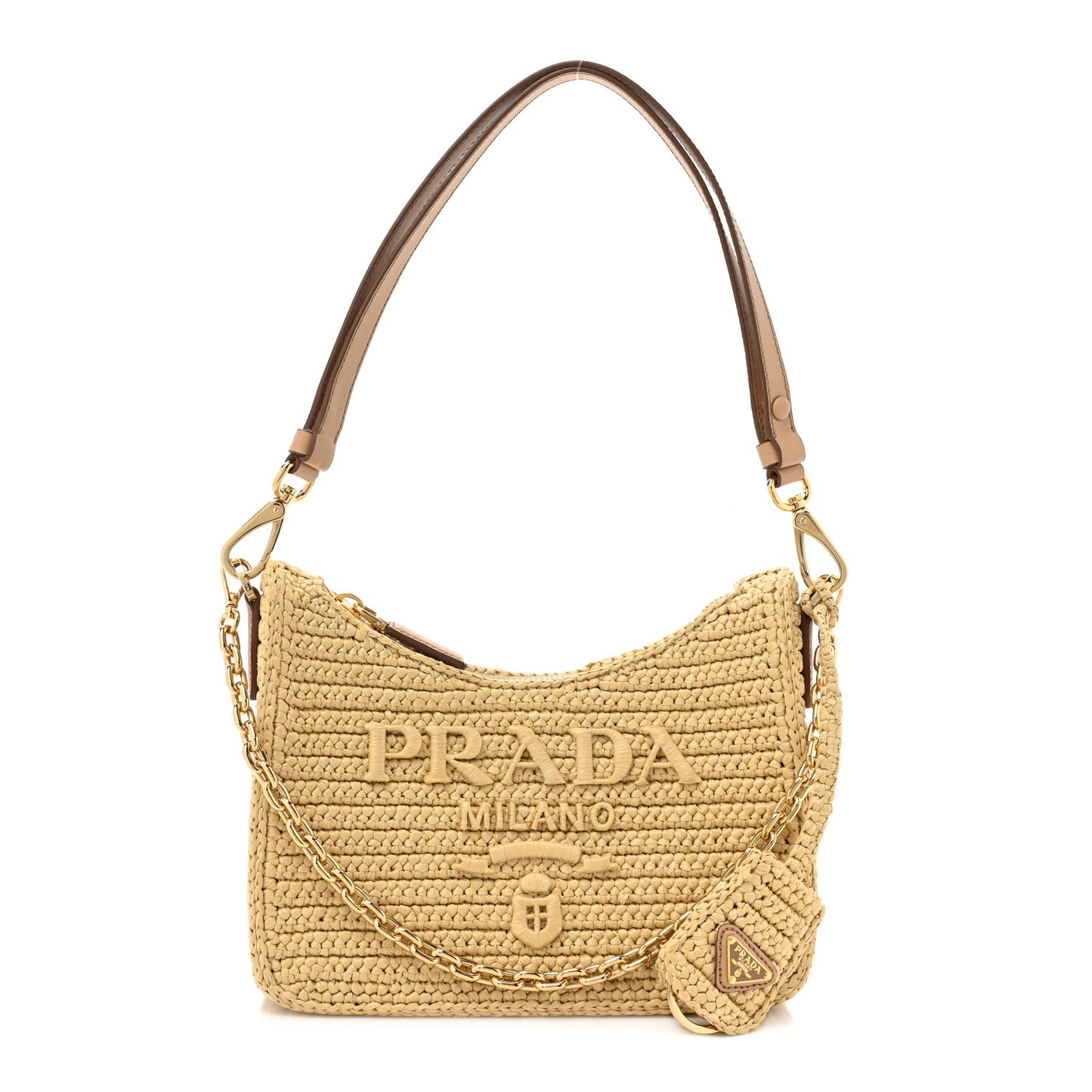 Yarn Raffia Effect Crochet Mini Re-Edition 2000 Shoulder Bag Naturale