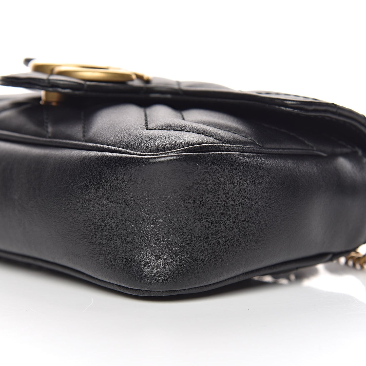 Calfskin Matelasse Super Mini GG Marmont Shoulder Bag Black