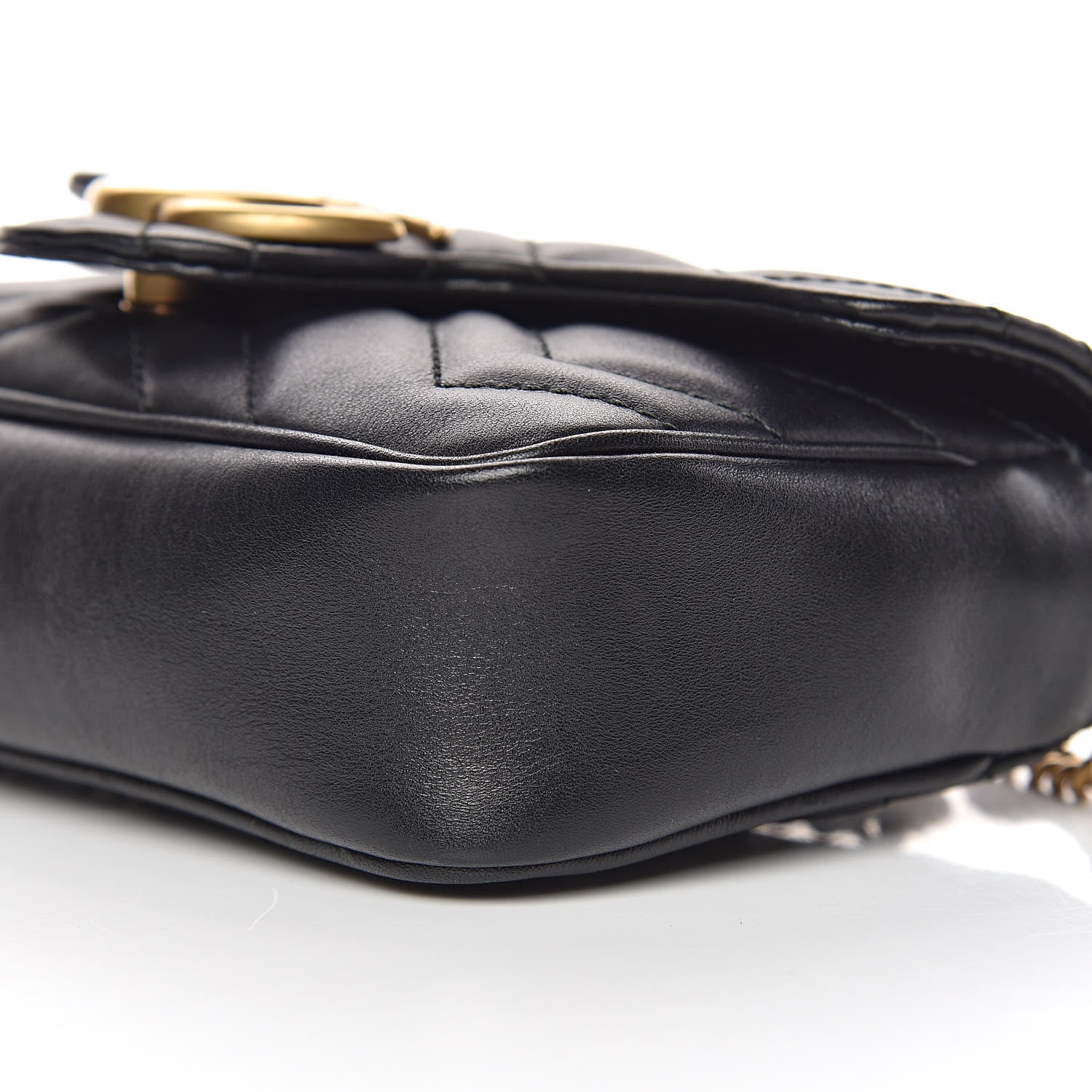 Gucci Calfskin Matelasse Super Mini GG Marmont Shoulder Bag Black 9 of 10