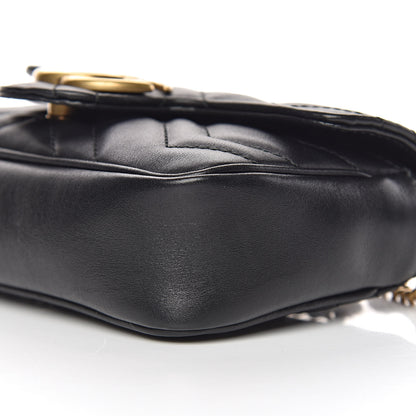 Gucci Calfskin Matelasse Super Mini GG Marmont Shoulder Bag Black 9 of 10