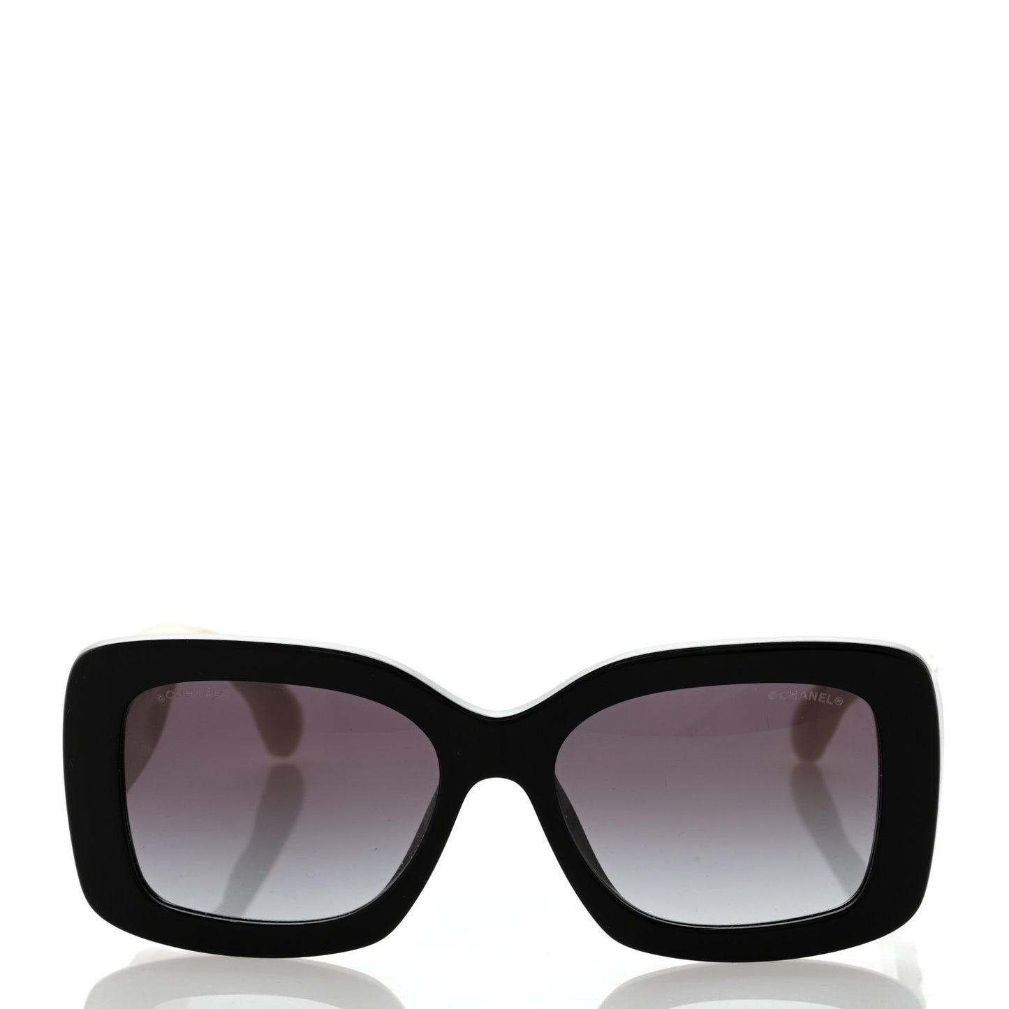Acetate Quilted CC Rectangle Sunglasses 5483-A White Black