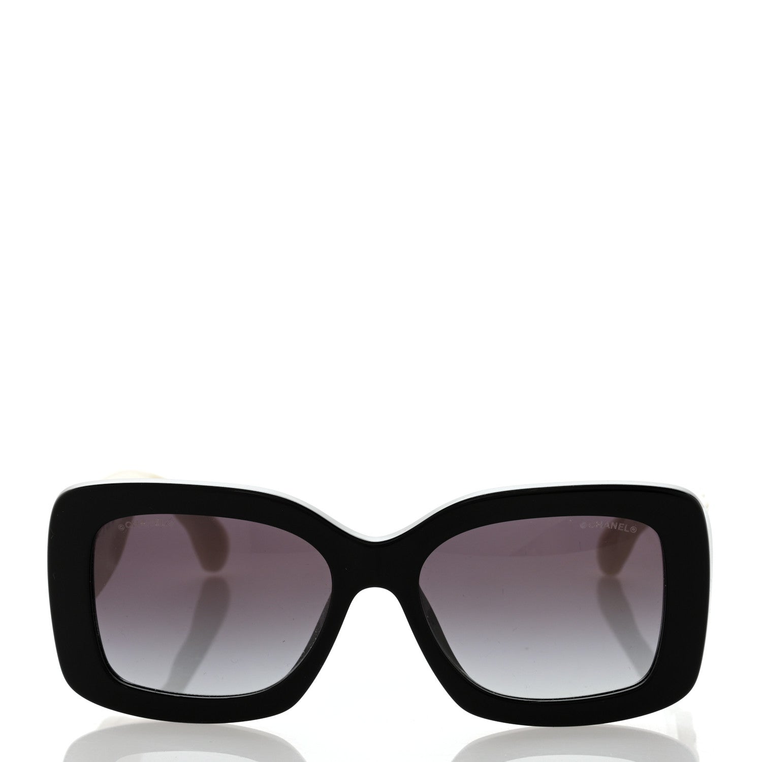 Chanel Acetate Quilted CC Rectangle Sunglasses 5483-A White Black 2 of 8