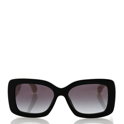 Chanel Acetate Quilted CC Rectangle Sunglasses 5483-A White Black 2 of 8