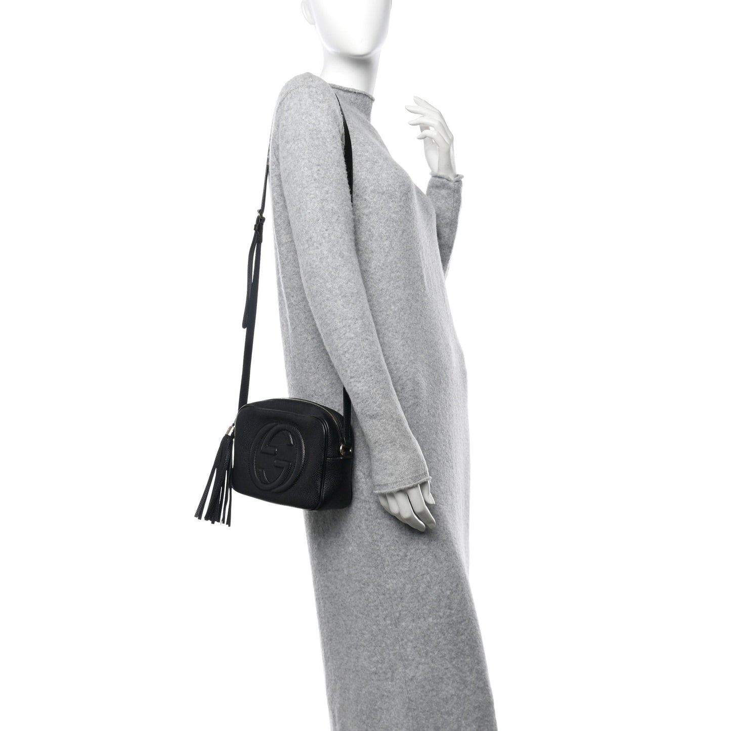 Pebbled Calfskin Small Soho Disco Bag Black
