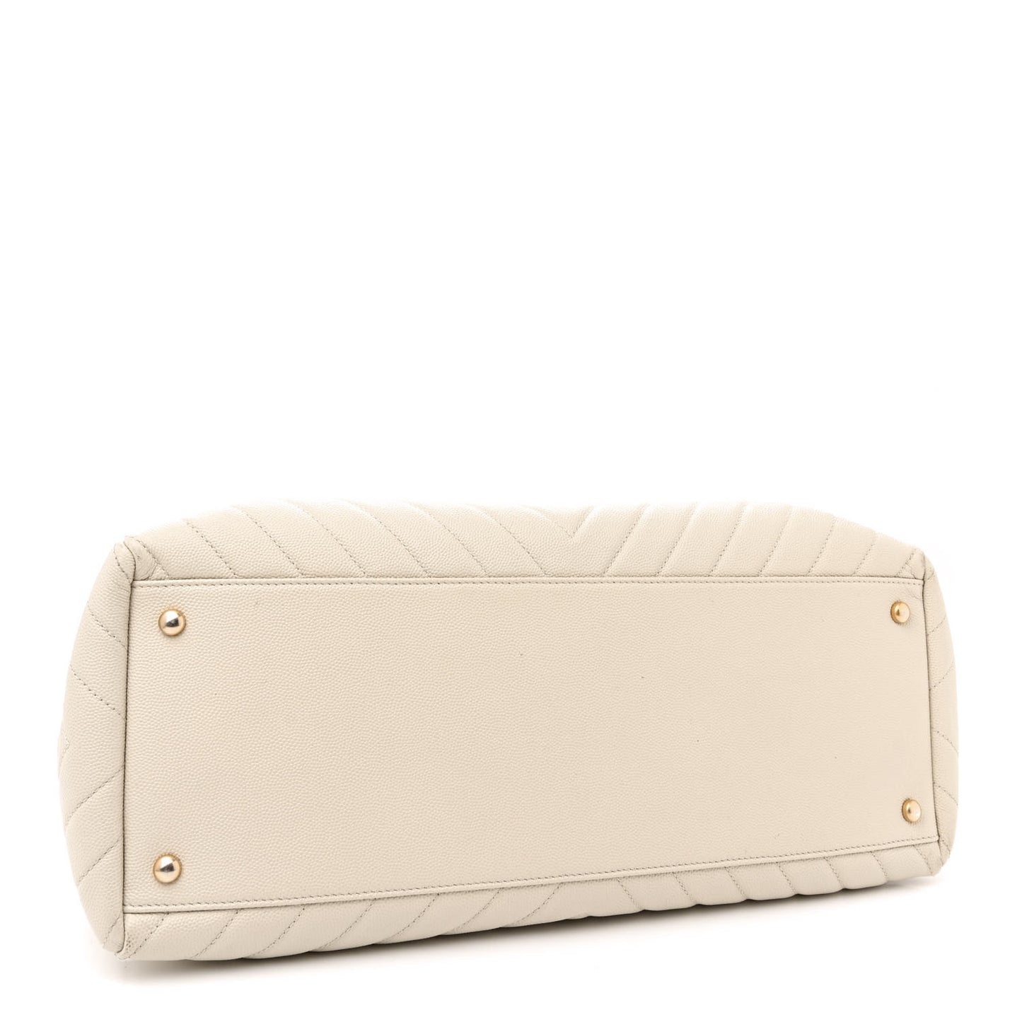 Caviar Chevron Quilted Coco Handle Shopping Tote Ivory