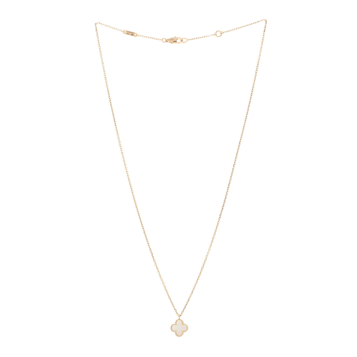 Van Cleef & Arpels 18K Yellow Gold Mother of Pearl Sweet Alhambra Pendant Necklace 3 of 4