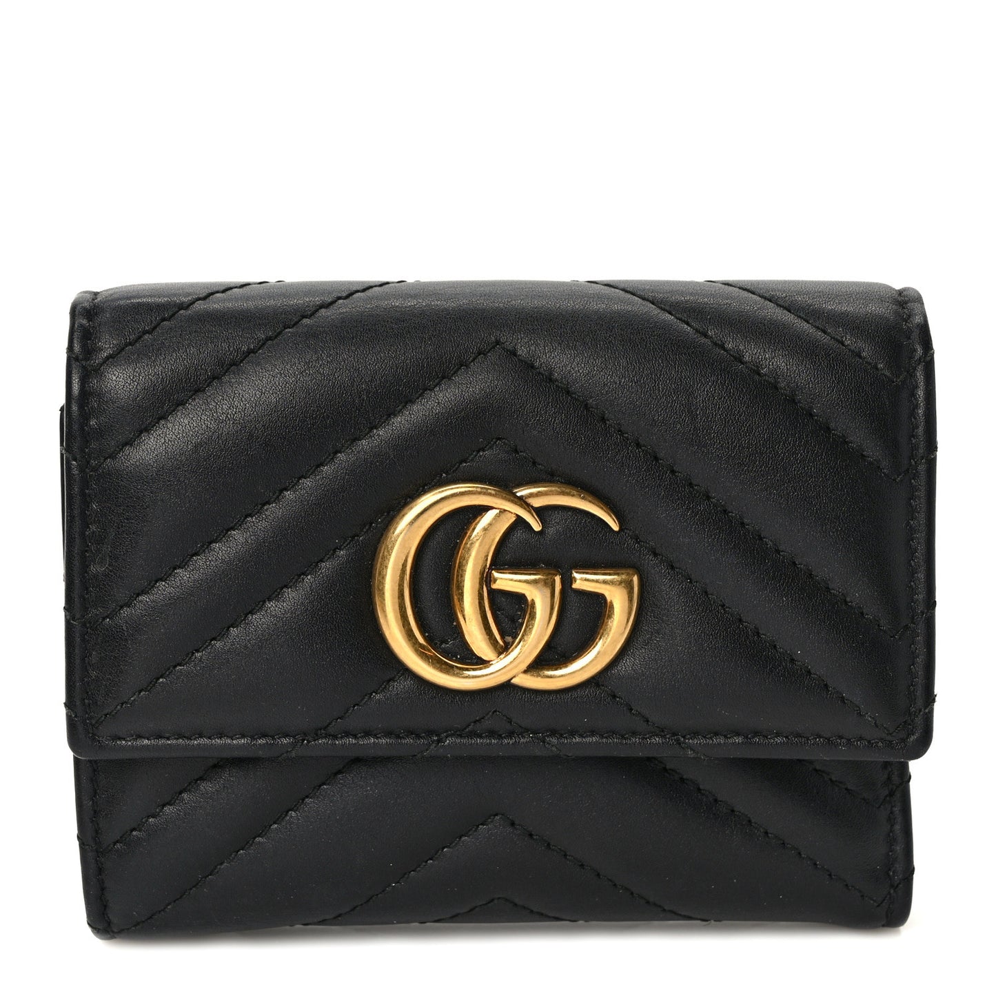 Calfskin Matelasse GG Marmont Wallet Black