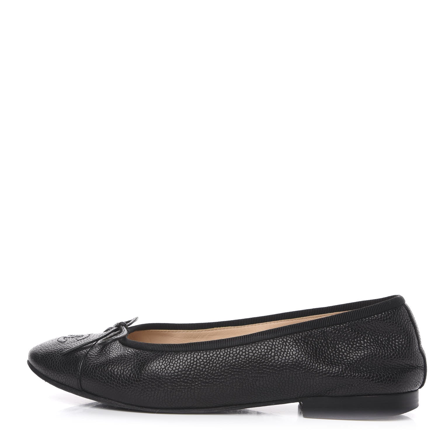 Chanel Caviar CC Cap Toe Ballerina Flats 36 Black 1 of 12