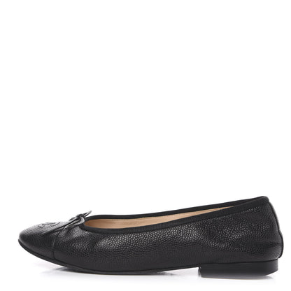 Chanel Caviar CC Cap Toe Ballerina Flats 36 Black 1 of 12
