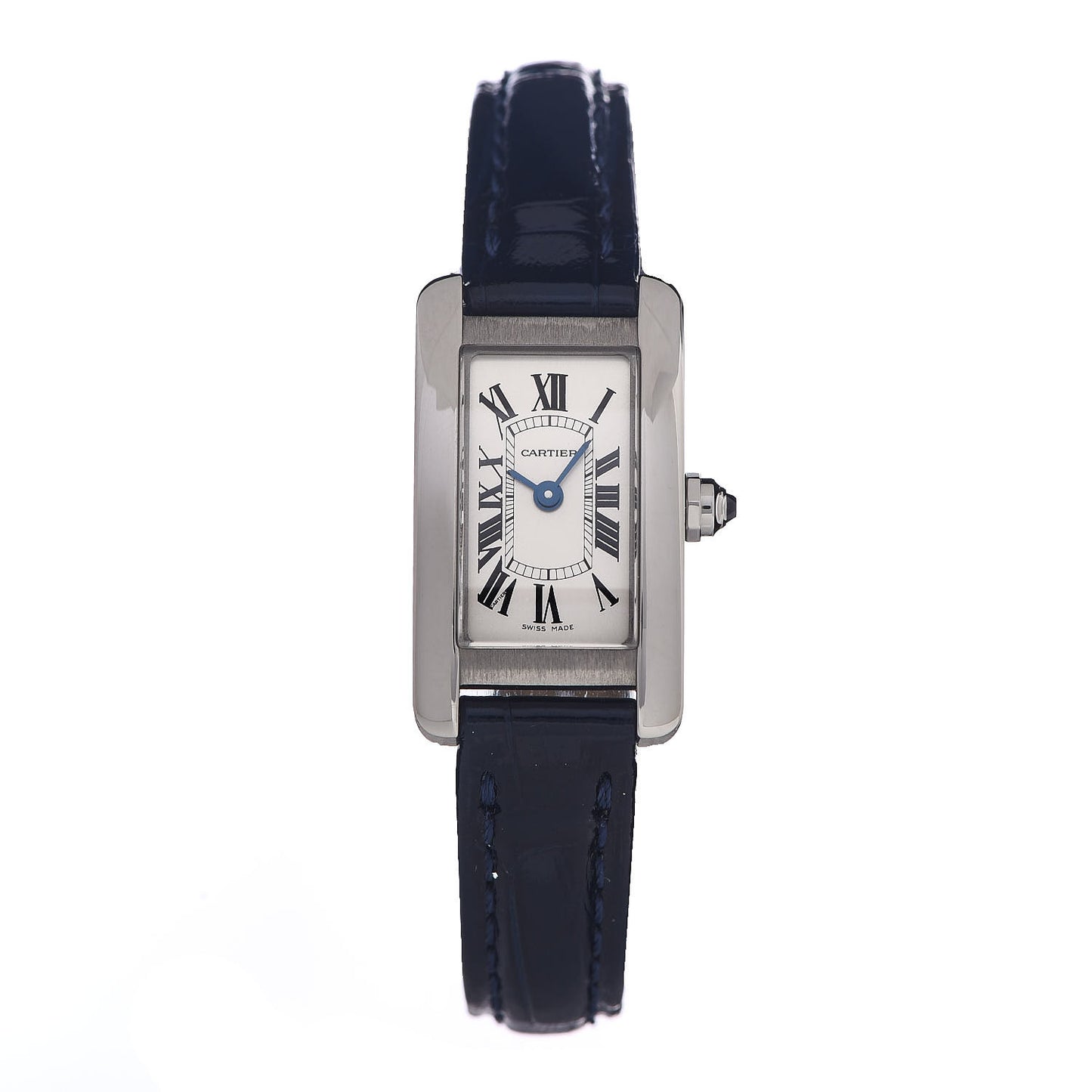 Stainless Steel Alligator 15mm Tank Americaine Quartz Watch Blue
