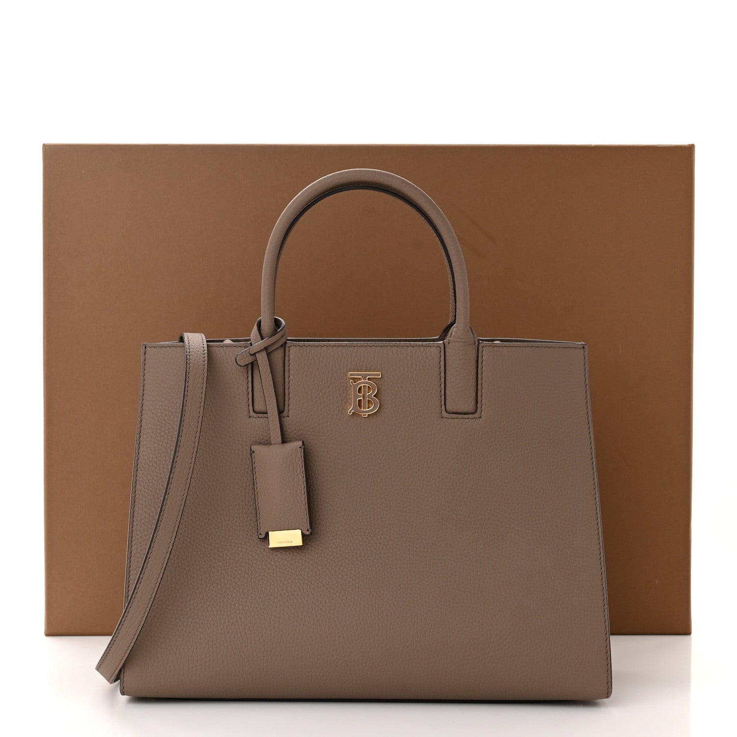 Burberry Grained Calfskin Small Frances Tote Light Saddle Brown 10 of 10