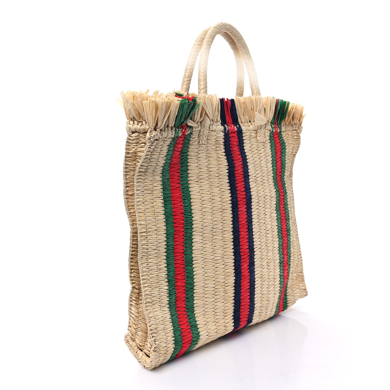 Gucci Raffia Linen Web Cestino Tote Bag 3 of 11