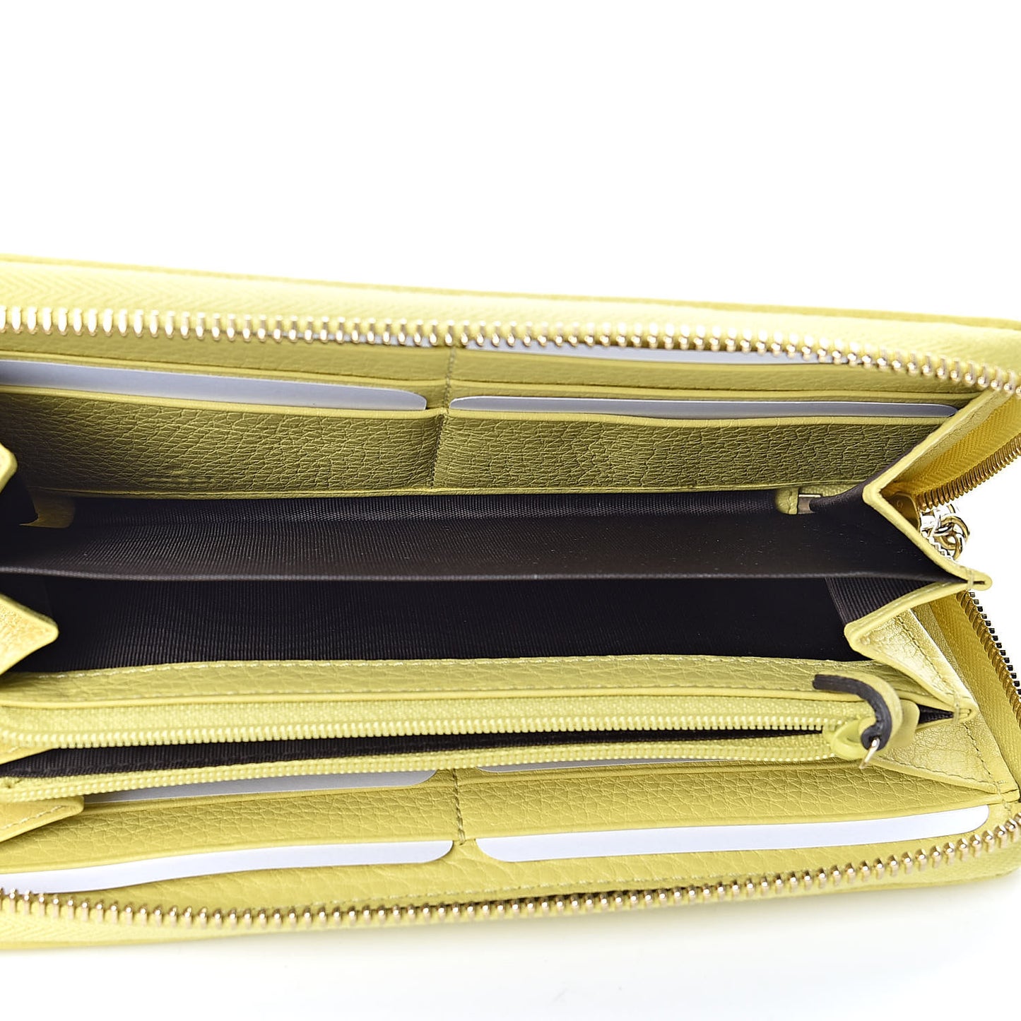 Pebbled Calfskin Bamboo Tassel Zip Around Wallet Citrus